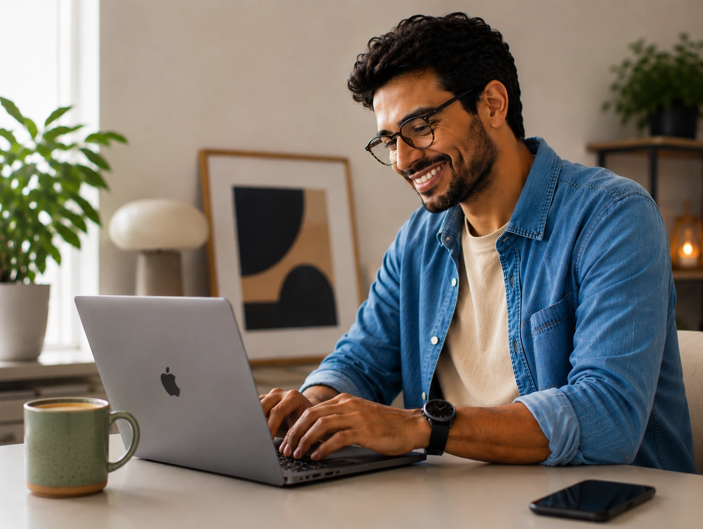 Digital marketing professional working on a MacBook